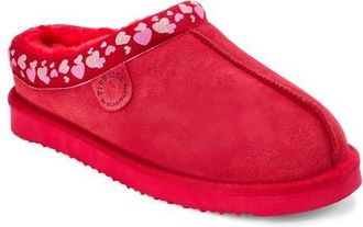 Dearfoams Fireside Greta Genuine Shearling Clog Slipper with Embroidery in Poppy Hearts at Nordstrom, Size 10