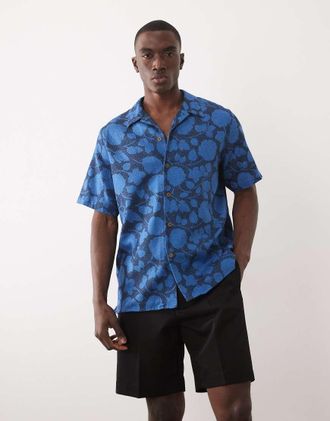 Paul Smith Camicia casual a maniche corte blu a fiori