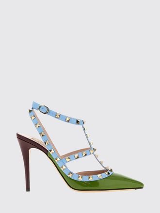 Valentino Garavani D&eacute;collet&eacute; slingback Rockstud in pelle verniciata bicolore con borchie