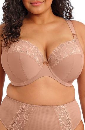 Elomi Lucie Full Figure Underwire Plunge Bra in Mocha at Nordstrom, Size 38Jj