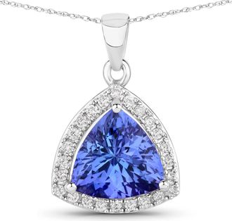 Diana M. Jewels Tanzanite ( AAA ) Trillion 9.50mm ( Height: 5.40mm ) - 1Pc + White Diamond F/C Round 1.30mm ( I1-I2/I color ) - 24Pcs ( J Back )