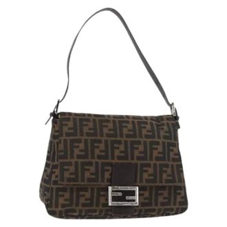Fendi Pre-owned Shoulder Bags, female, Brown, Size: ONE SIZE Pre-owned Zucca Canvas Shoulder Bag