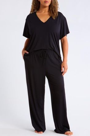 Nordstrom Cool Touch Jersey Pajamas in Black at Nordstrom, Size 1X