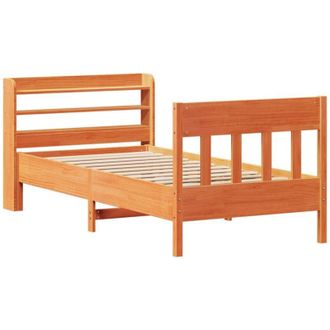 vidaXL Vidaxl - Cama Sin Colch&oacute;n Madera Maciza De Pino Marr&oacute;n Cera 100x200 Cm