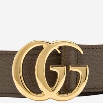 Gucci Womens Belt Gg Marmont Hammered Calfskin Dark Brown