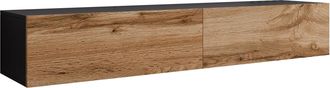 Mirjan24 Mobilier1 - Mueble Tv Venenou 123, Negro + Roble Wotan, N&uacute;mero De Puertas: 0, N&uacute;mero De Cajones: 0, 180x30x40cm