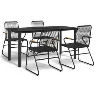 Berkfield Home 5 Piece Garden Dining Set Black PVC Rattan
