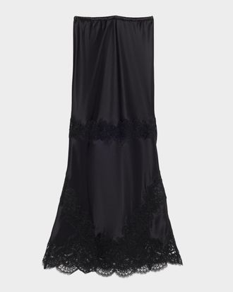 Cynthia Rowley Lace-Trim Satin Maxi Skirt
