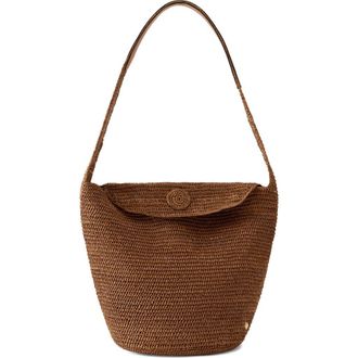 Helen Kaminski Yala Crochet Raffia Shoulder Bag in Nutshell/Cotto at Nordstrom