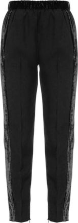 Pinko Crepe Broek Frame Stijl - Dames - Slim Fit Broeken - Zwart - M - Broeken