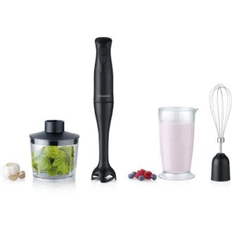 Severin Batidora De Mano 3 En 1 - Severin - Sm3762 - 350 W - Pie Desmontable - Vaso Medidor 700 Ml + Mini Picadora + Batidor - Negro