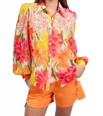 Trina Turk Monte Balloon Sleeve Top In Como Multi