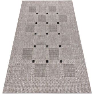 RugsX Rugsx - Alfombra De Cuerda Sisal Floorlux 20079 Cuadr&iacute;cula Plateado / Negro Beige 240x330 Cm