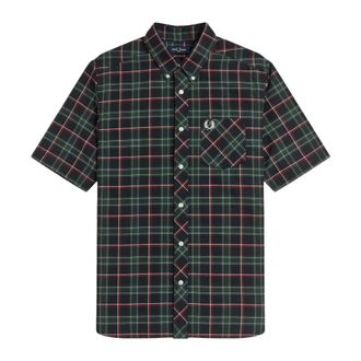 Fred Perry Tartan Oxford Overhemd - Heren - Korte mouwen Overhemden - Veelkleurig - XL - Katoen - Overhemden