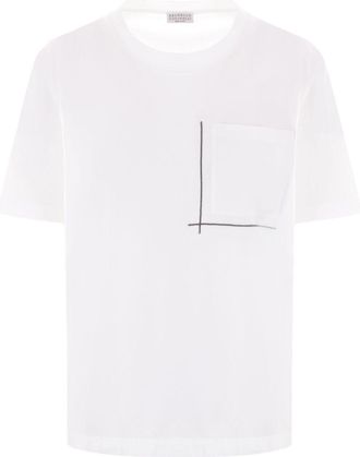 Brunello Cucinelli T-shirt con decorazione - Bianco