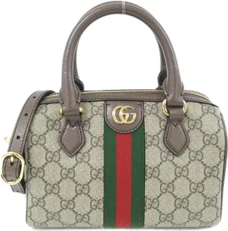 Gucci Beige Brown Gg Supreme Canvas Boston Bag (Pre-Owned)