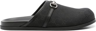 Gucci Horsebit mules - men - Calf Leather/Fabric/Calf Leather/Brass/Rubber - 7 - Black