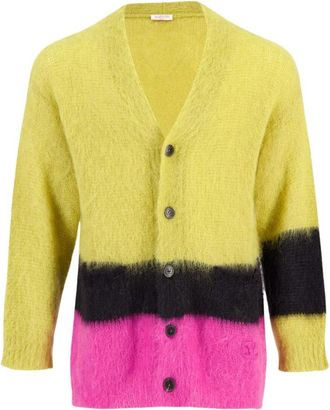Valentino Garavani Gestreepte Mohair Blend V-Hals Vest - Heren - Vesten - Veelkleurig - M - Truien & Vesten