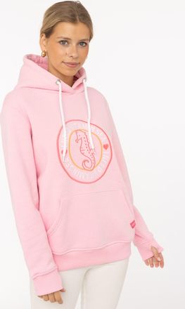 Zwillingsherz Hoodie ZWILLINGSHERZ Seepferdchen, Damen, Gr. L/XL, rosa, Sweatware, Obermaterial: 50% Baumwolle, 50% Polyester, comfort fit Po-bedeckend, ohne Aussch