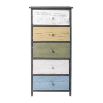 Mobili Rebecca Mobili Rebecca - Rebecca Mobili Mesita De Noche Cajonera 4 Cajones Madera Gris Retro 87x40x29