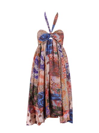 Zimmermann Silk Dress With Patch Paisley Print-Donna