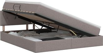 vidaXL Cama Con Almacenamiento Y Colch&oacute;n Topo 140 X 200 Cm Terciopelo Vidaxl