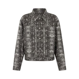 Roberto Cavalli Python Print Denim Jacket - male - Roberto Cavalli - Denim Jackets - Gray - XL - Jackets
