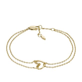 Fossil Womens Sawyer Open Heart Gold-Tone Stainless Steel Chain Bracelet