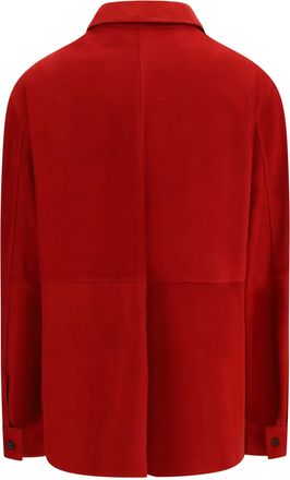 Toteme Womens Suede Shirt Jacket Poppy Lambskin Leather