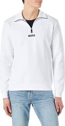 HUGO BOSS Sweat 1 Half Zip Sweatshirt In White