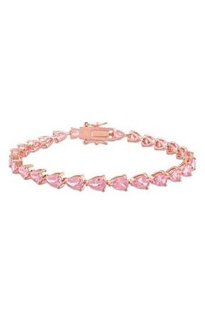 Delmar Pear Cut Created Sapphire Tennis Bracelet in Pink at Nordstrom Rack