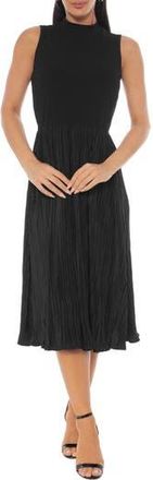 OLEG CASSINI Pleated Knit A-Line Midi Dress in Black at Nordstrom Rack, Size X-Large