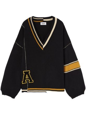 AMBUSH raw-cut striped jumper - men - Virgin Wool - XS/S - Black