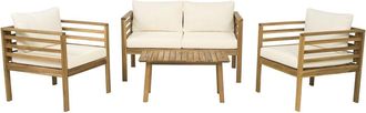 Habitat et Jardin Conjunto De Jard&iacute;n De Madera Con Cojines Incluidos <> - 4 Plazas - Beige
