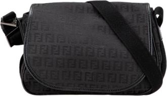 Fendi Pre-owned Canvas Crossbody Bag - Dames - Vintage Schoudertas - Zwart - ONE Size - Leer - Vintage