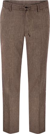 HUGO BOSS linnenmix chinobroek met trekkoord in moderne regular fit