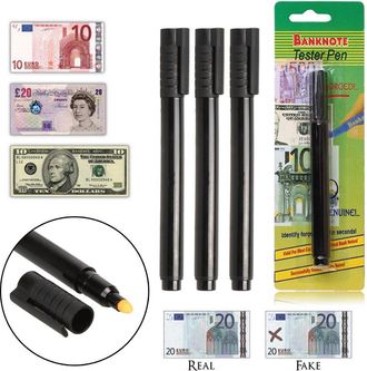 Generic Black Plastic Marker Pen Portable Counterfeit Pens for Money Test (3Pcs)