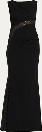 Talbot Runhof Lace-Inset Sleeveless Trumpet Evening Gown