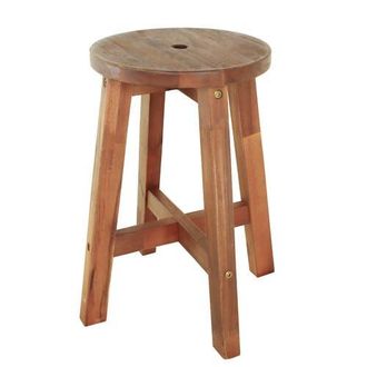 Jonathan Y Designs Grove Coastal Casual Acacia Wood Round Indoor/Outdoor Accent Stool in Natural at Nordstrom