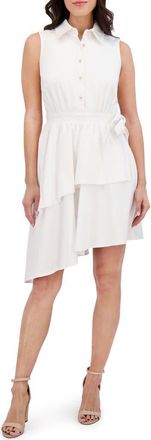 Kensie Sleeveless Asymmetric Hem Shirtdress in White at Nordstrom Rack, Size 16