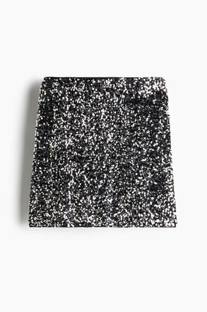 H&M Minijupe mit Pailletten - Grau