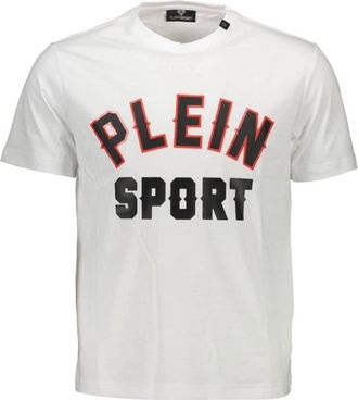 Plein Sport Cotton T-Shirt - Heren - Sportshirts - Wit - L - Katoen - Fitness