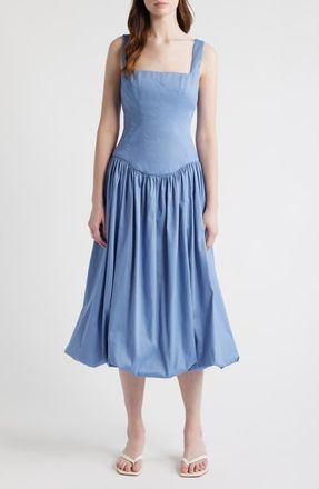 Black Halo Birdie Drop Waist Fit & Flare Midi Dress in Cornflower Blue at Nordstrom, Size 12