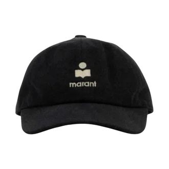 Isabel Marant Geborduurde Katoenen Pet Faded Black - unisex - Petten - Zwart - ONE Size - Katoen - Accessoires