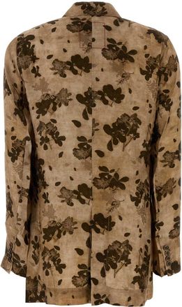 Uma Wang Womens Printed Satin Khloe Blazer Tanbrown Exterior: Viscose Curpo Giacche E Gilet Jacket