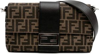 Fendi Borsa a tracolla Baguette convertibile in tela con motivo Zucca 2010-2025 - Marrone
