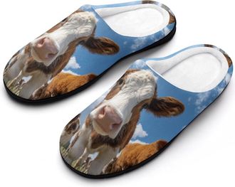 Generic Funny Cows Funny Mens Cotton Slippers Soft Non-Slip Rubber Sole House Slipper Indoor Outdoor