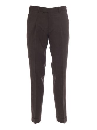 Pantaloni Torino Trousers - Master, 1 Pleat, Diagonal Pockets, Flap Back Pockets, Turn-up