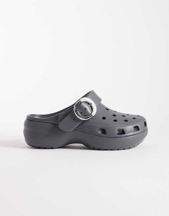 Crocs Classic - Zoccoli neri con plateau e fibbia-Nero