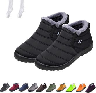 Generic Boojoy Winter Boots for Women and Men, Winter Waterproof Anti-Slip Snow Boots Ankle Booties Warm Fur Lined Shoes for Outdoor (Black, Adult, Women, 11.